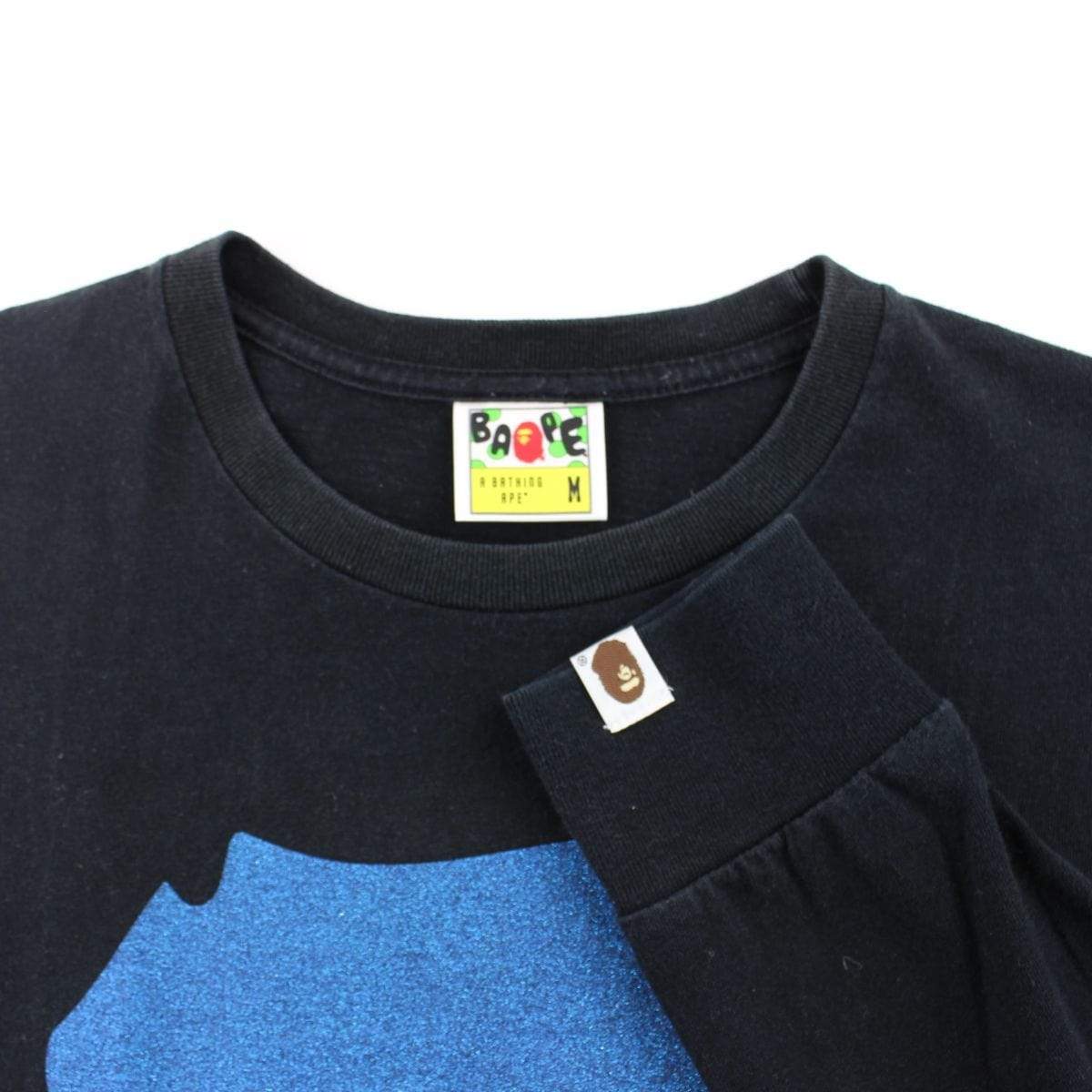 Bape Blue Glitter Ape Face LS Black - SaruGeneral