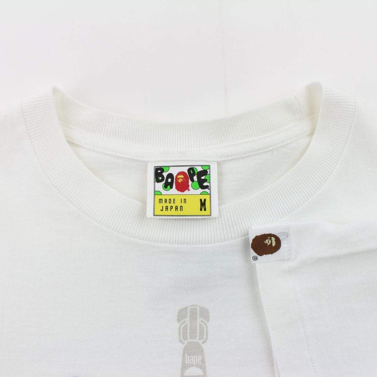 Bape Blue Shark Face Milo Tee White - SaruGeneral