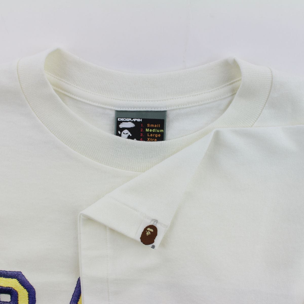 bape blue outline gradient text tee - SaruGeneral