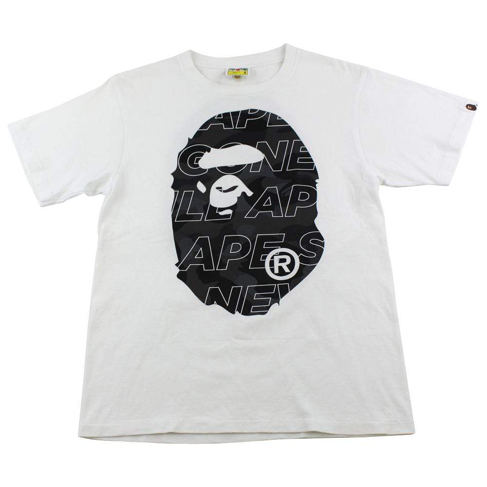 Bape Asnka Black Camo Big Ape Logo Tee White - SaruGeneral