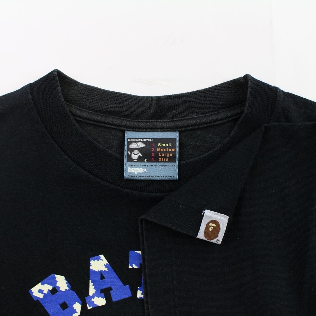 Bape Blue Digi Camo College Logo Tee Black - SaruGeneral