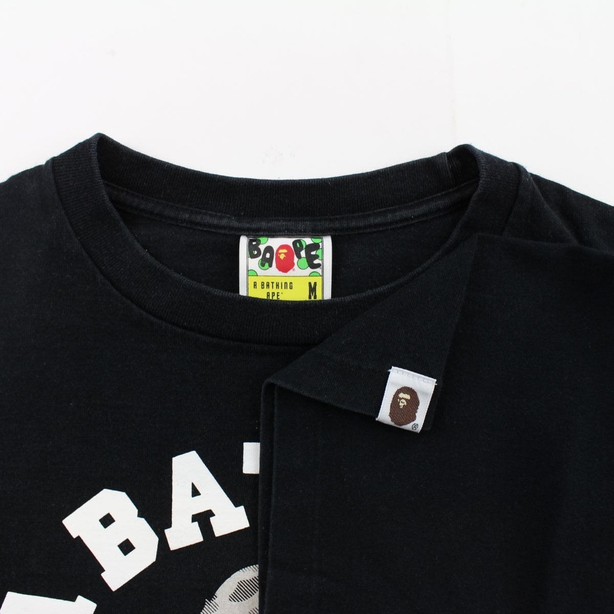 Bape White/Grey Camo College Logo Tee Black - SaruGeneral