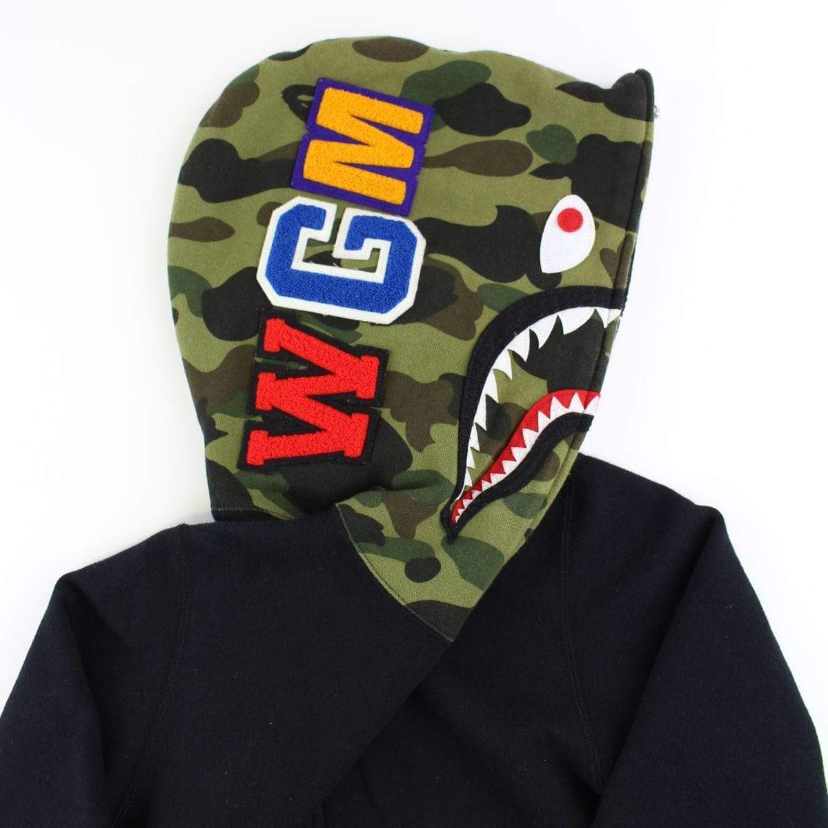 Bape 1st Green Camo Shark Hoodie Black - SaruGeneral