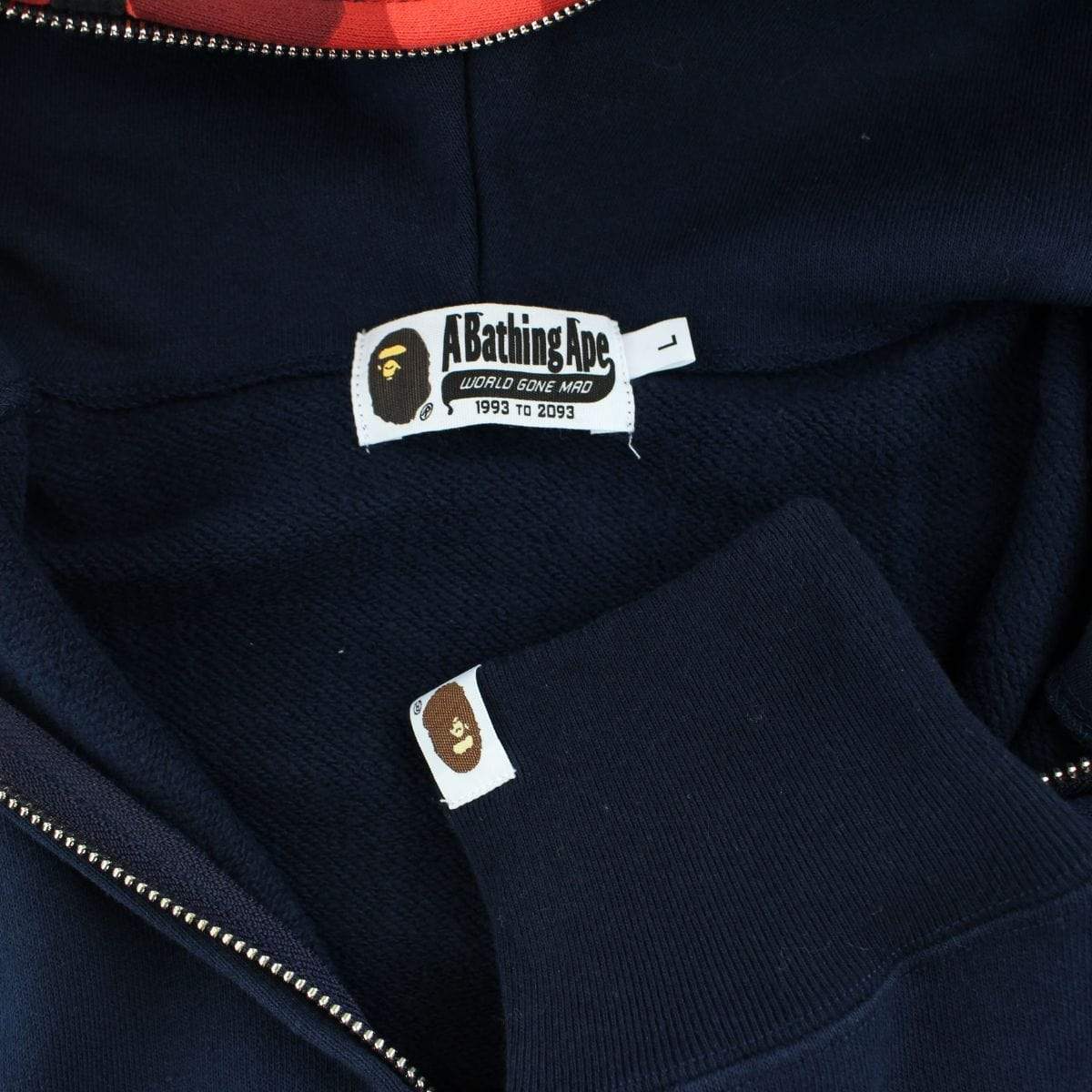 Bape Red Camo Half Face Shark Hoodie Navy - SaruGeneral