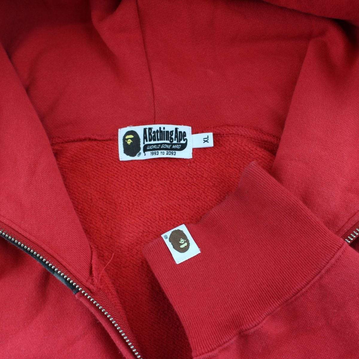 Bape Black Camo Half Face Shark Hoodie Red - SaruGeneral