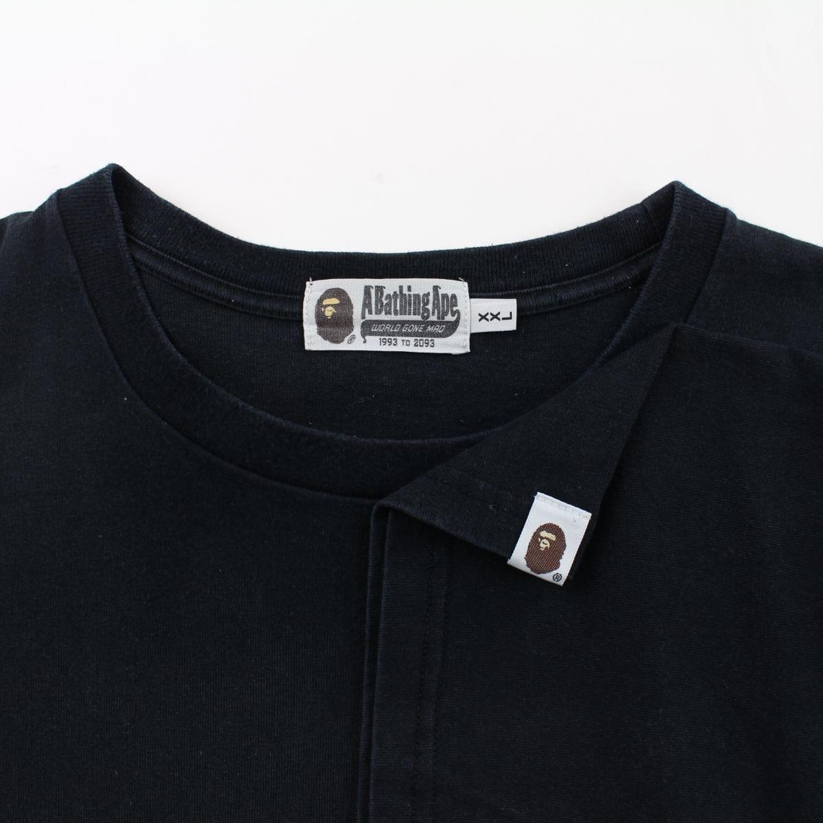 Bape 1st Green Camo Pocket Text Tee Black - SaruGeneral