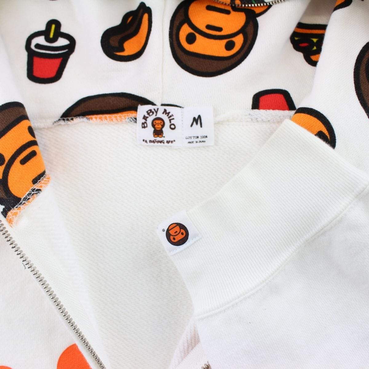 Bape Baby Milo Food Fullzip Hoodie White - SaruGeneral