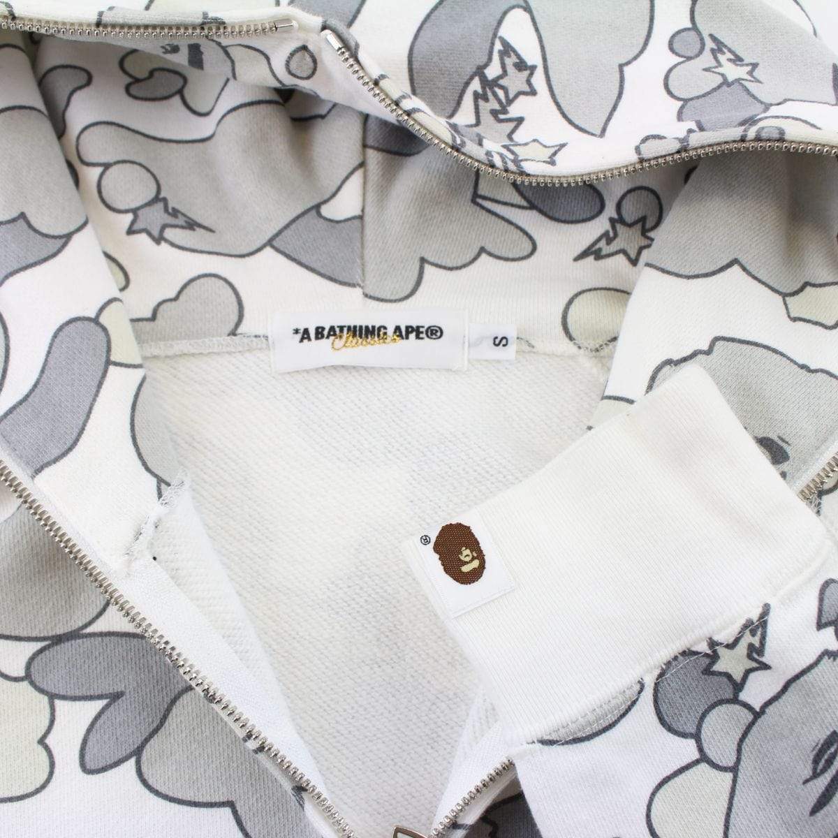 Bape Grey Psyche Camo Hoodie Fullzip White - SaruGeneral