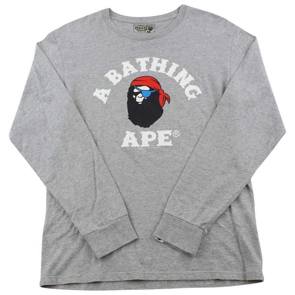 Bape Pirate Store College Logo LS Grey - SaruGeneral