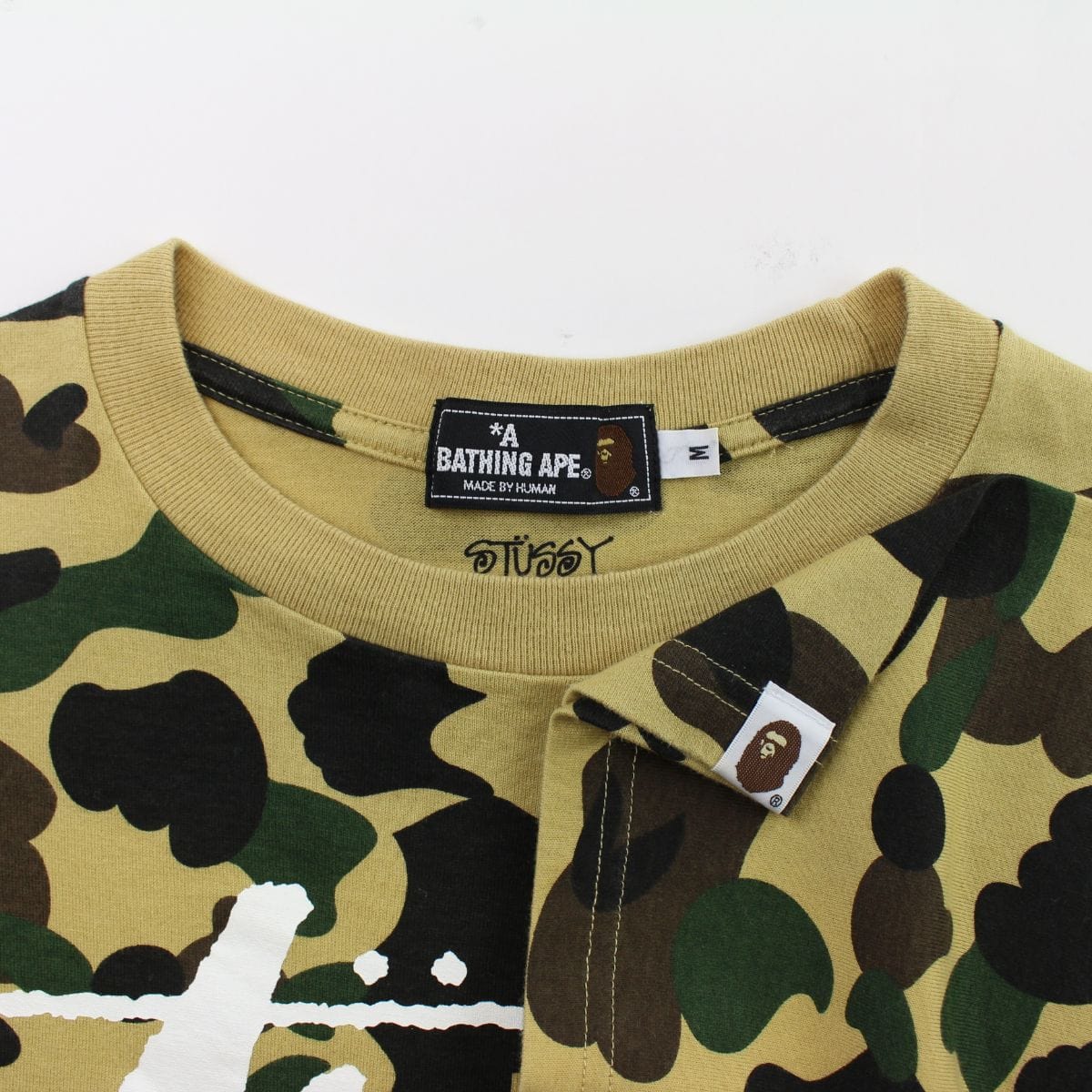 Bape x Stussy 1st Yellow Camo Logo Tee - SaruGeneral