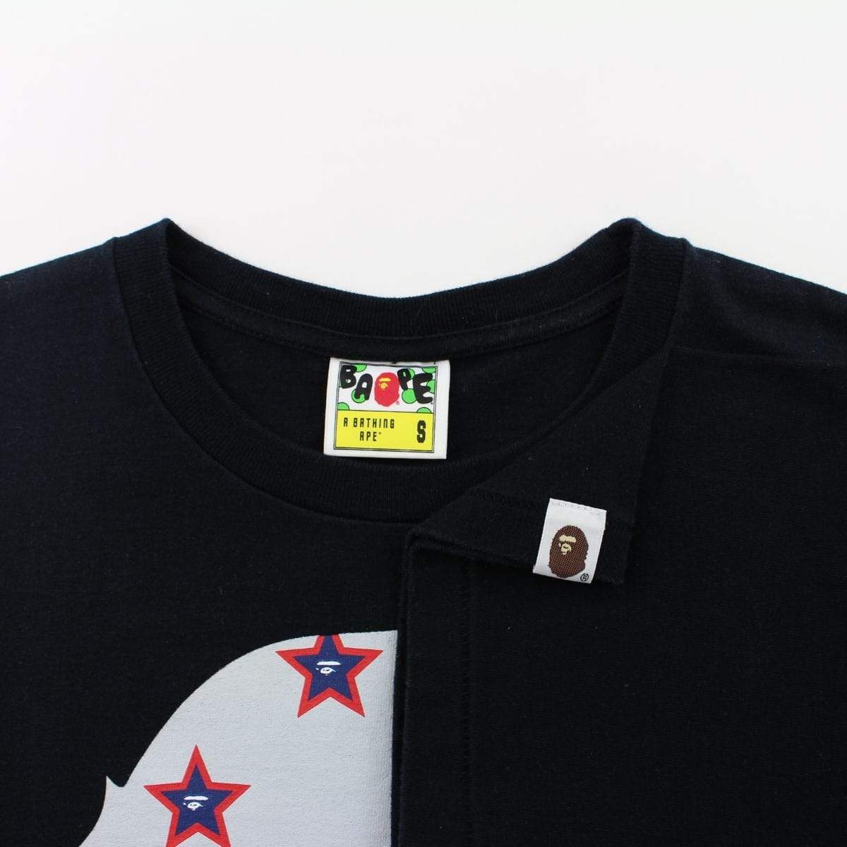 Bape Stars Grey Big Ape Logo Tee Black - SaruGeneral