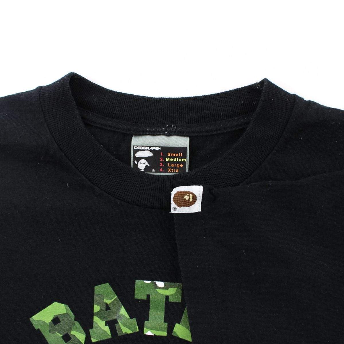 Bape dark Green Camo College Logo Tee Black - SaruGeneral
