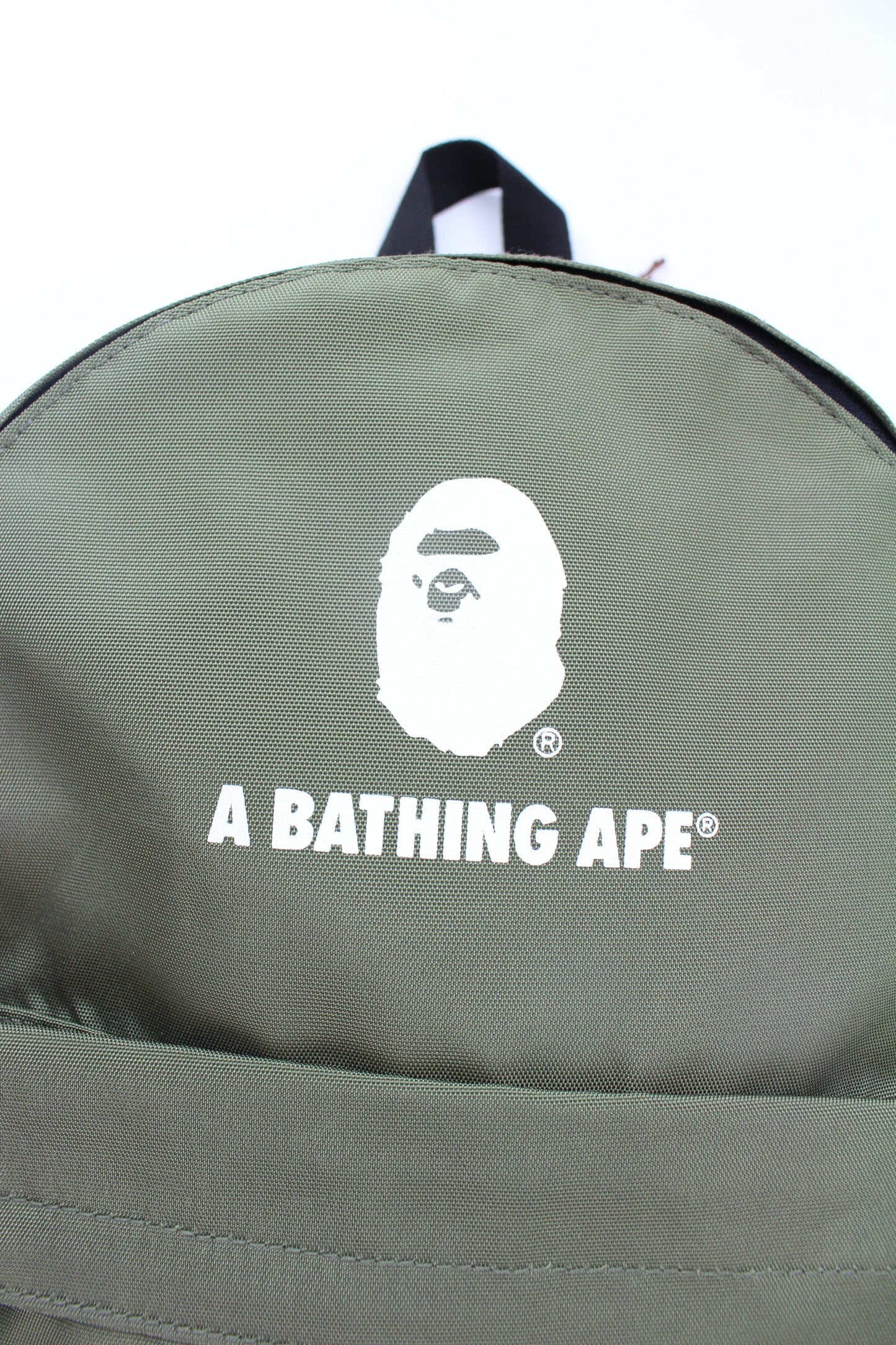 bape white big ape logo olive backpack - SaruGeneral