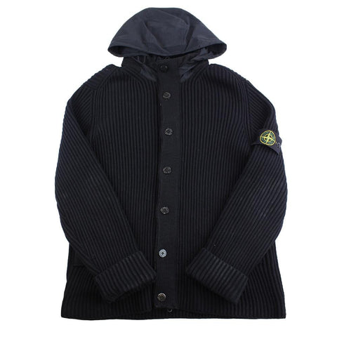 stone island heavy knit hooded cardigan navy 2014