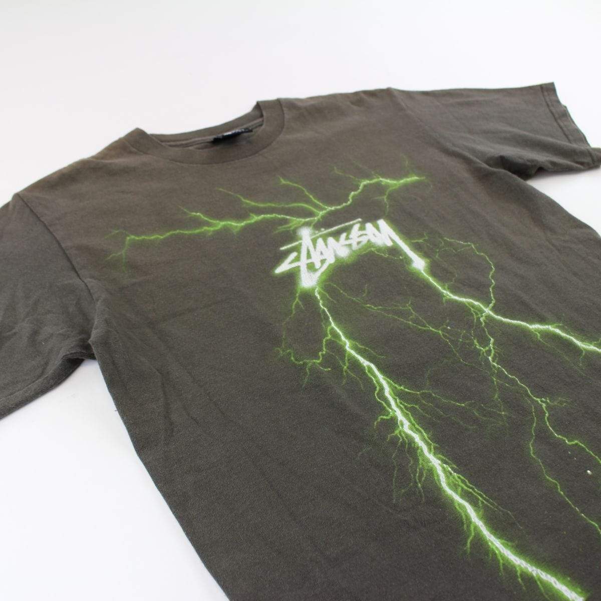 Stussy Green Lightning Tee Black - SaruGeneral