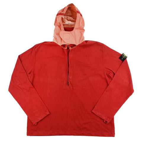 Stone Island SS 2001 Half Zip Hooded Jumper Red