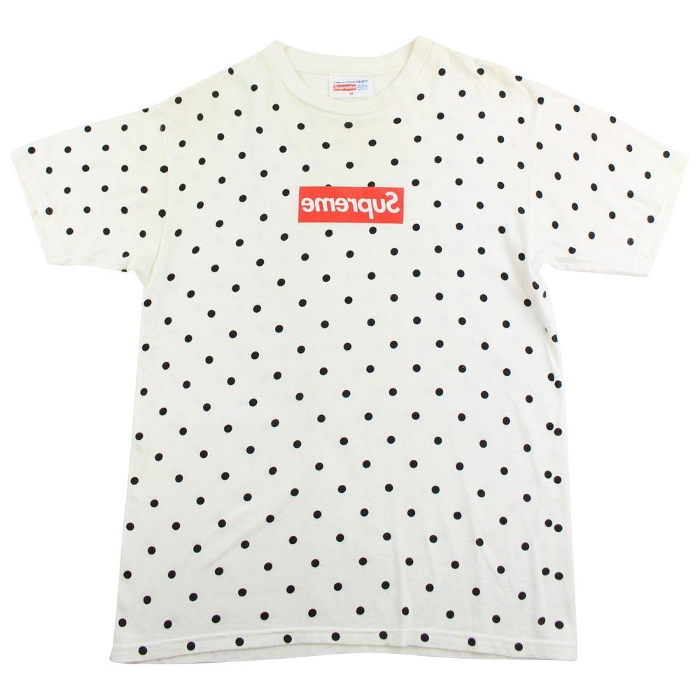 Supreme x CDG Polka Dot box logo Tee White - SARUUK