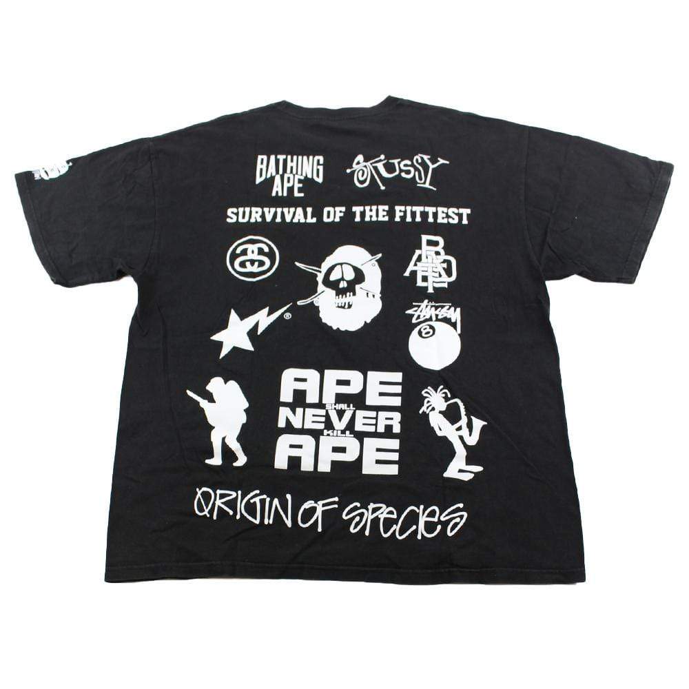 Bape x Stussy Survival of the Fittest Tee Black - SaruGeneral