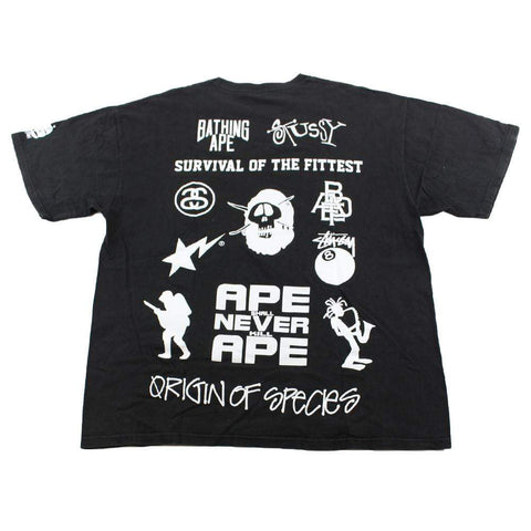 Bape x Stussy Survival of the Fittest Tee Black