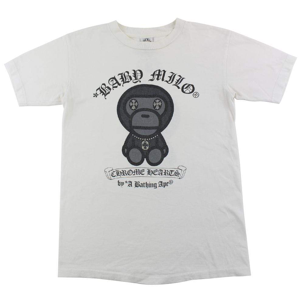 Bape x Chrome Hearts Baby Milo Logo Tee White - SaruGeneral