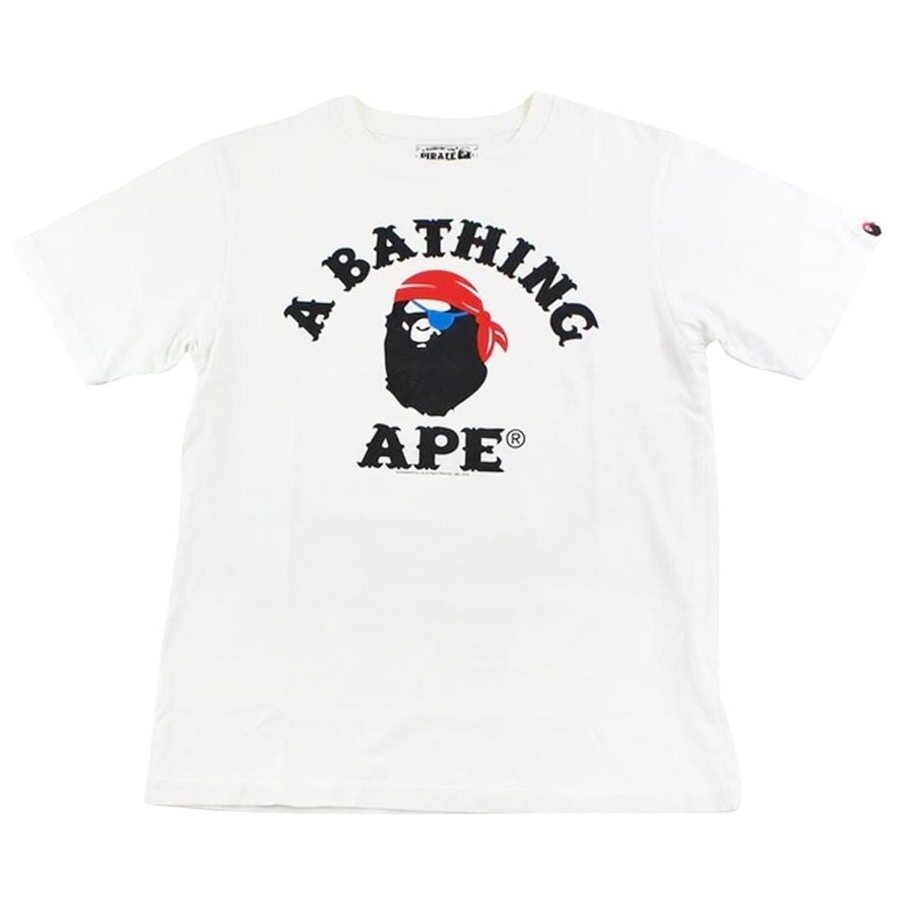 Bape pirate store college logo tee white - SaruGeneral