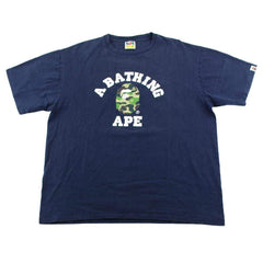 T-shirt Bape ABC Green Camo College Logo Bleu marine