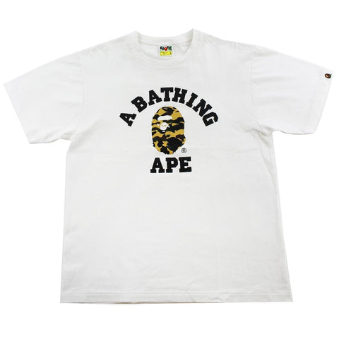 Bape 1st Yellow Camo College Logo Tee White - L