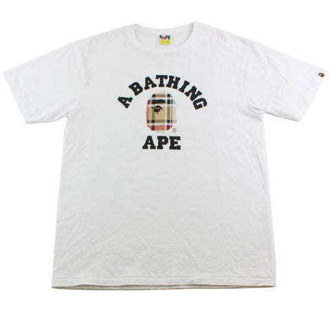 T-shirt Bape Tartan College avec logo blanc