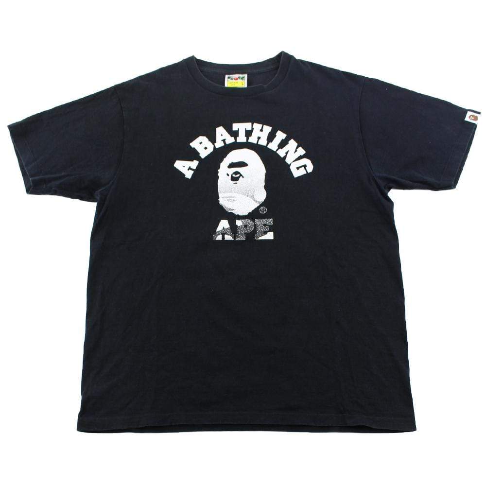 Bape White black gradient College Logo Tee Black - SaruGeneral