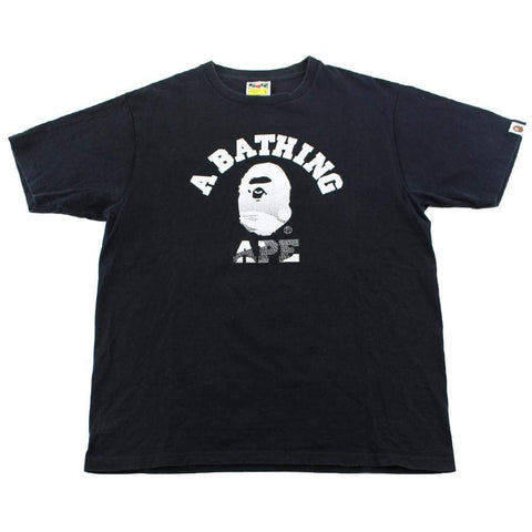 Bape White black gradient College Logo Tee Black