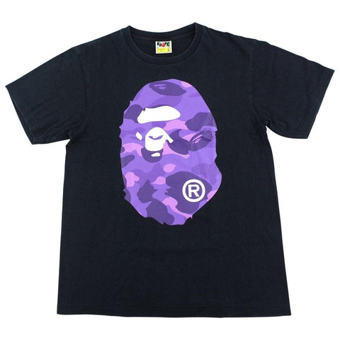 T-shirt Bape Purple Camo Big Ape avec logo noir