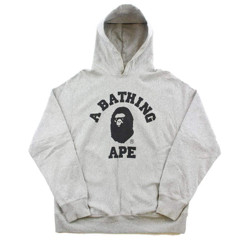 Bape Black College Logo Swarovski Eyes Hoodie Grey