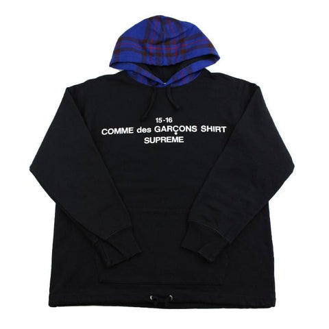 Supreme x CDG Tartan Hoodie Black 2015