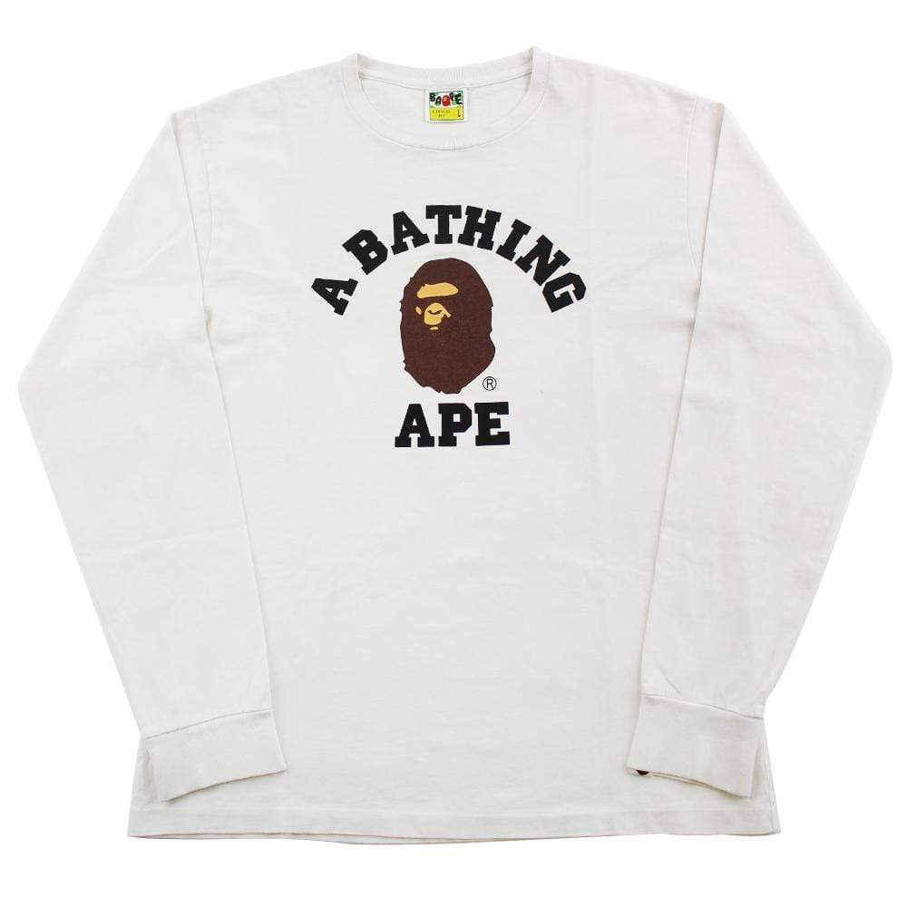 Bape Original College Logo LS White - SaruGeneral