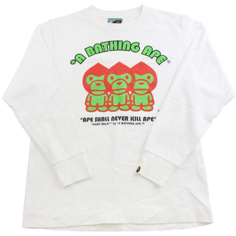 bape green red milo elf ls white