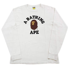 Bape Original College Logo LS Blanc