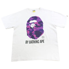 bape purple camo big ape logo tee tee white