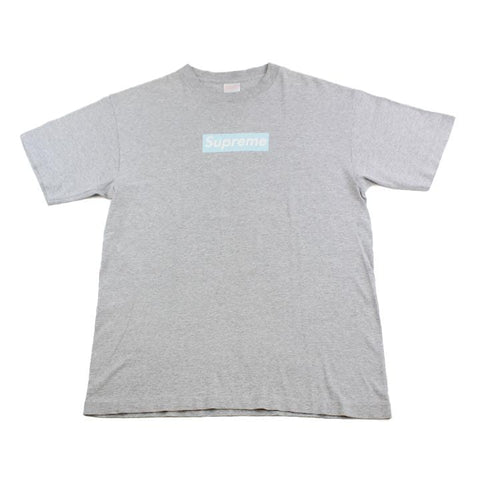 Supreme baby blue on grey Box Logo Tee