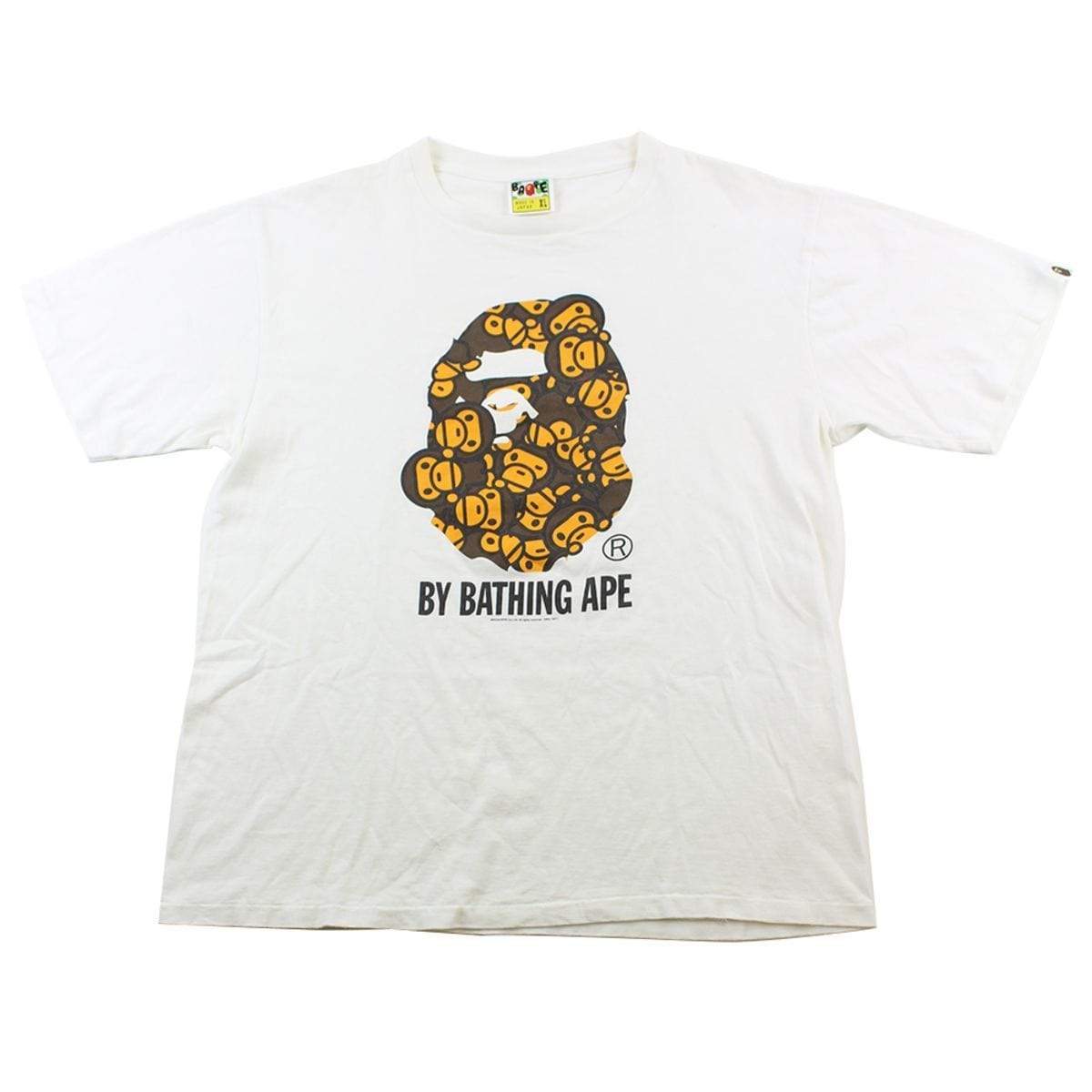 Bape Baby Milo Faces Big Ape Logo Tee White - SaruGeneral