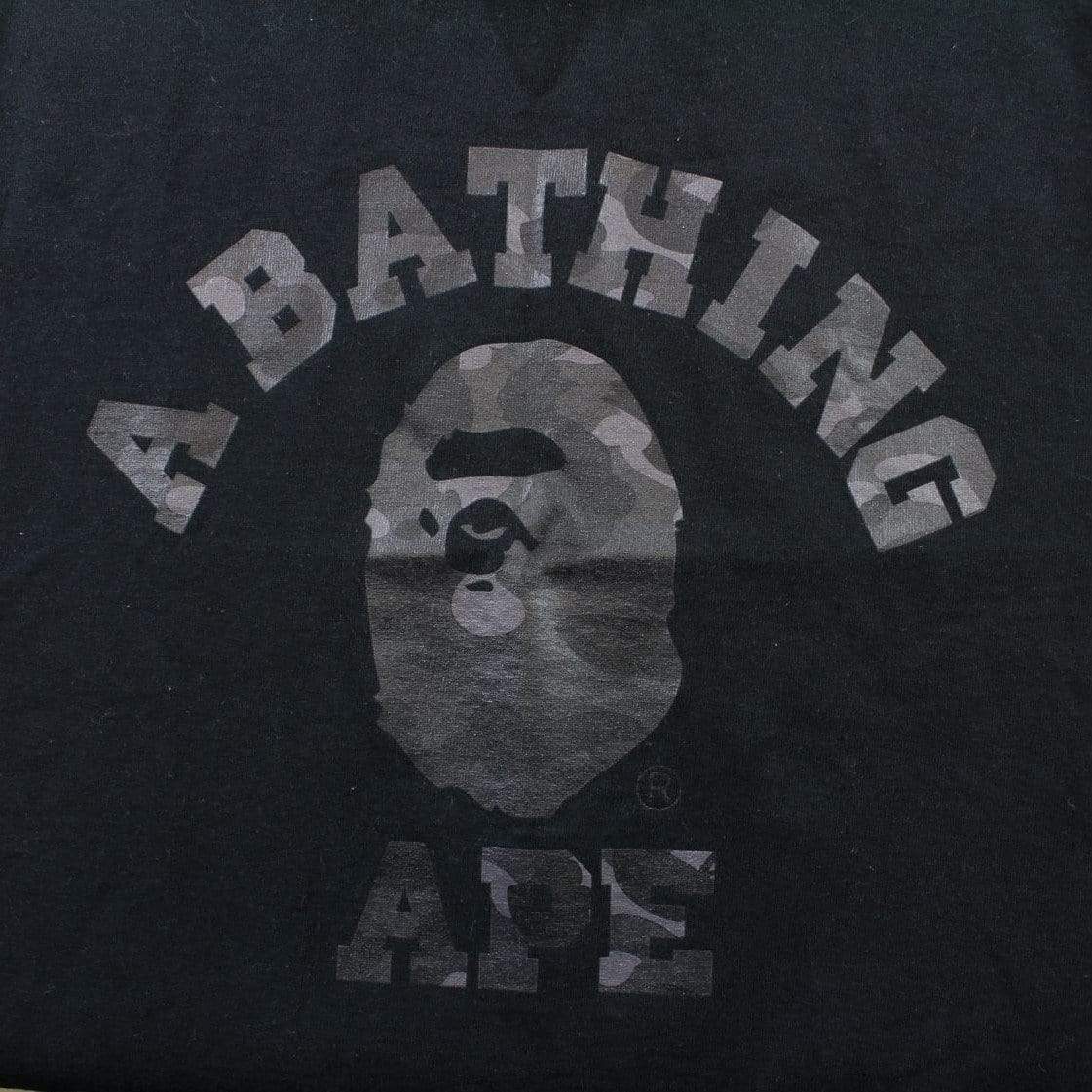 Bape Black Camo College Logo Tee Black - SaruGeneral