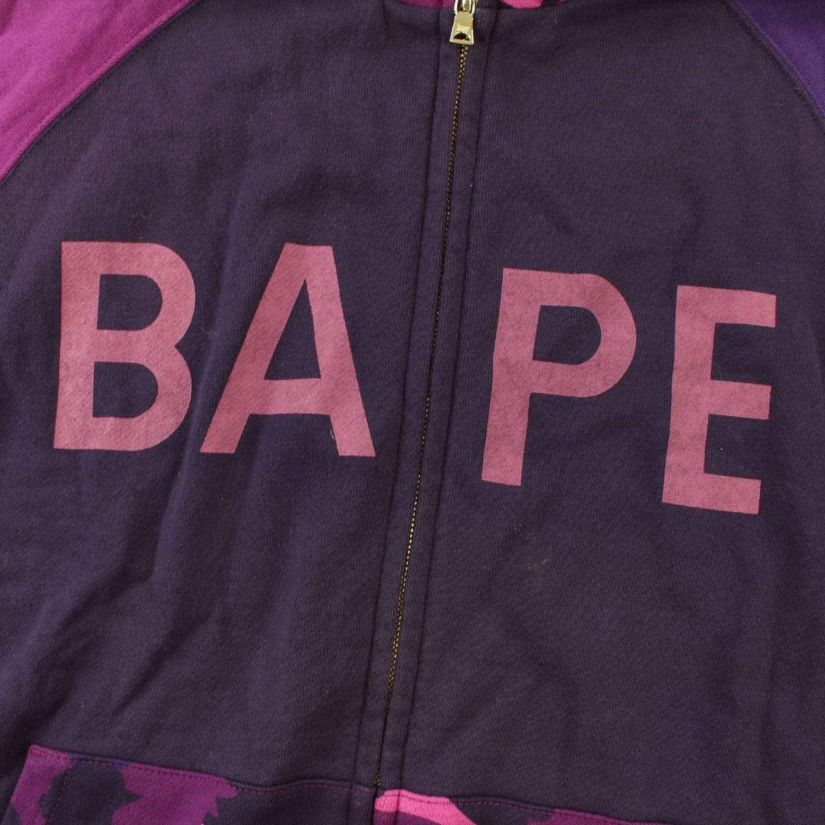 Bape Text Purple Camo Fullzip Hoodie Purple - SaruGeneral