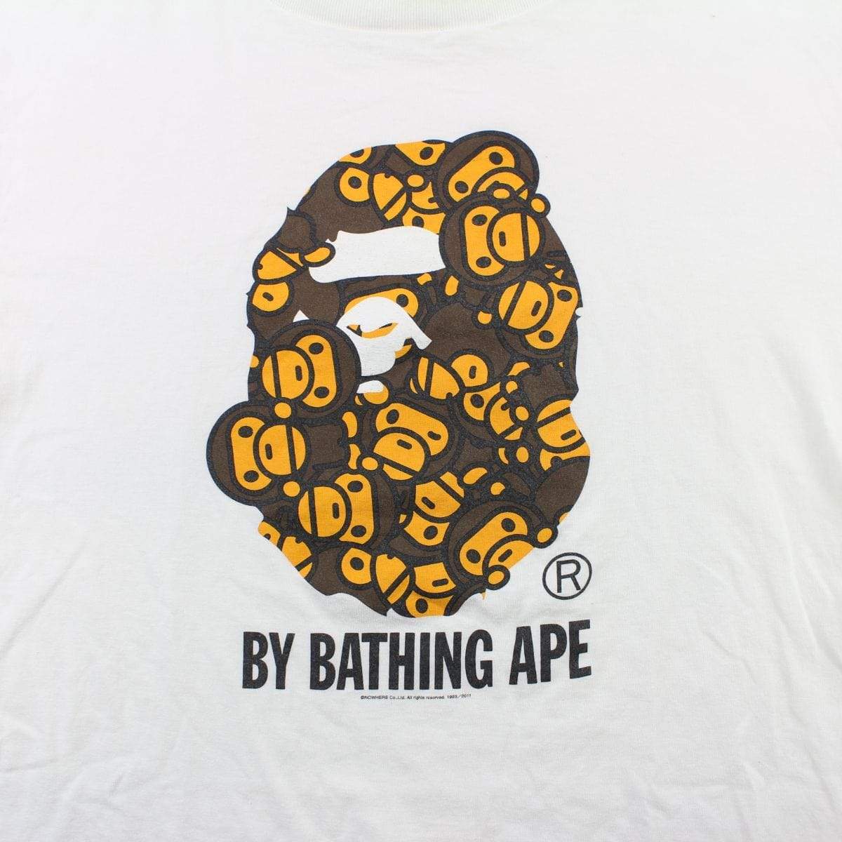 Bape Baby Milo Faces Big Ape Logo Tee White - SaruGeneral