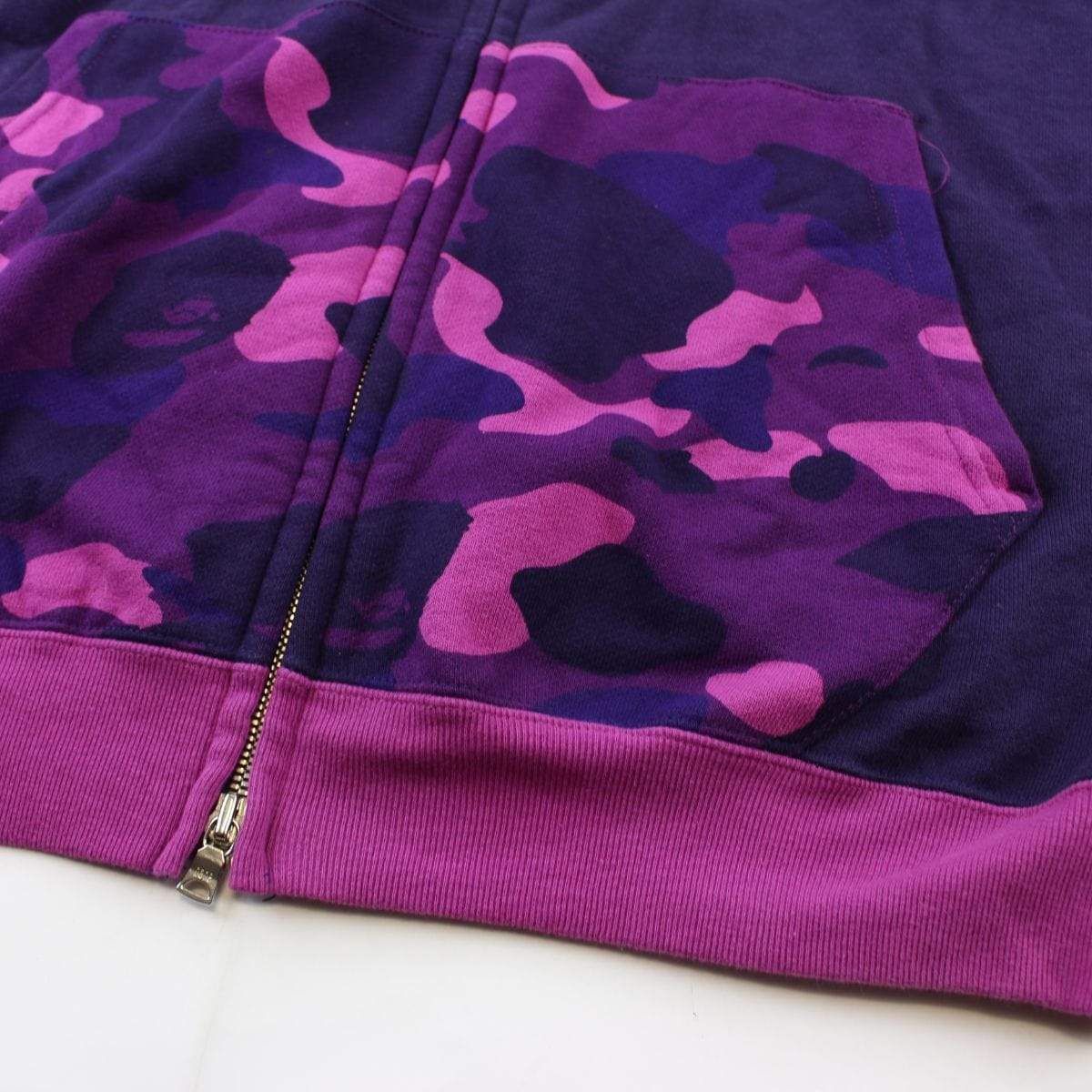 Bape Text Purple Camo Fullzip Hoodie Purple - SaruGeneral