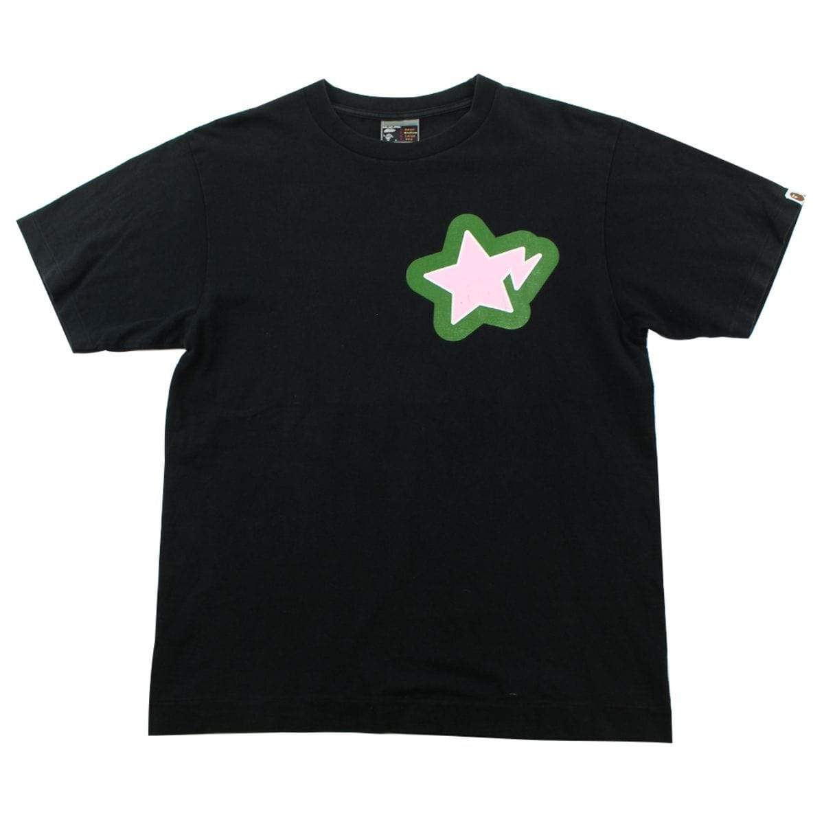 Bape Pink & Green Bapesta Tee Black - SaruGeneral