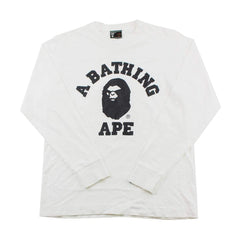 T-shirt à manches longues Bape Black Angry Face College avec logo blanc