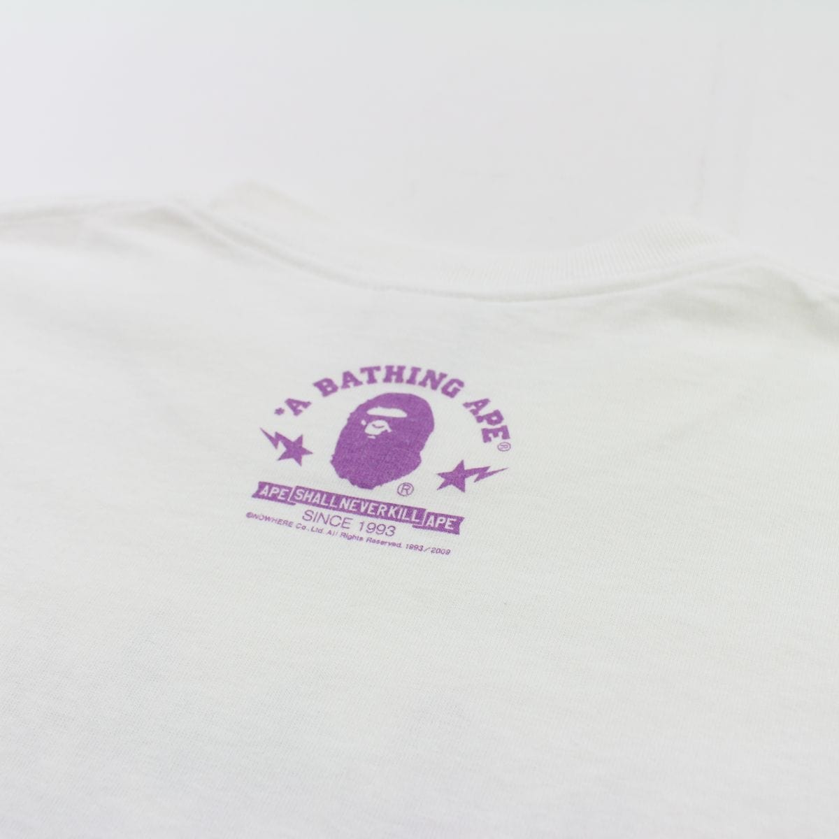 Bape Purple Flame Camo College Logo Tee White - SaruGeneral