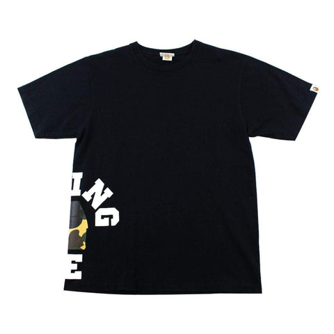 Bape 1st Yellow Camo Side College Logo Tee Black