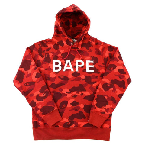 Sweat à capuche Bape Swaorvski Text camouflage rouge