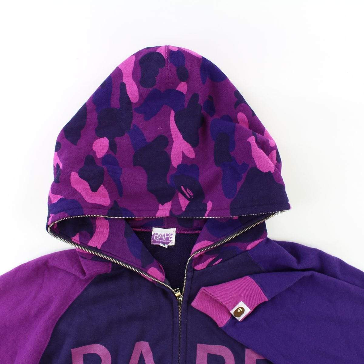 Bape Text Purple Camo Fullzip Hoodie Purple - SaruGeneral