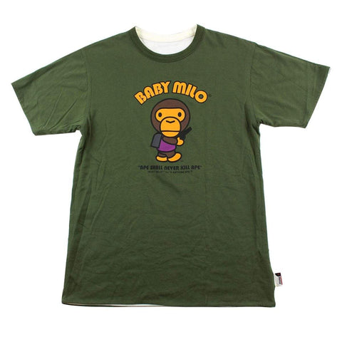 Bape Baby Milo Generals Gun Reversible Tee Olive